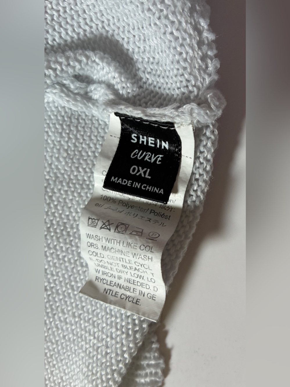 SHEIN Curve Open Front Cropped Knit Cardigan Scallop Trim White 0XL Plus - Picture 2 of 10